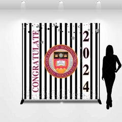 Lofaris Custom Stripe Stars School Emblem Graduation Backdrop