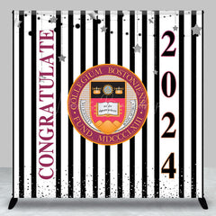 Lofaris Custom Stripe Stars School Emblem Graduation Backdrop