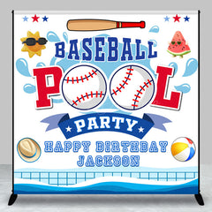 Lofaris Custom Summer Baseball Pool Birthday Party Backdrop