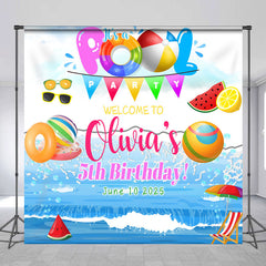 Lofaris Custom Summer Pool Party Girl Birthday Backdrop