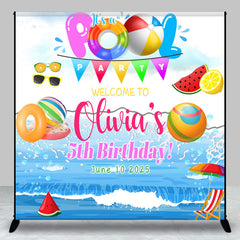 Lofaris Custom Summer Pool Party Girl Birthday Backdrop