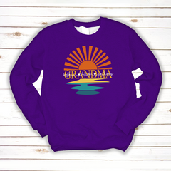 Lofaris Custom Sunset Reflection Grandma And Kids Sweatshirt