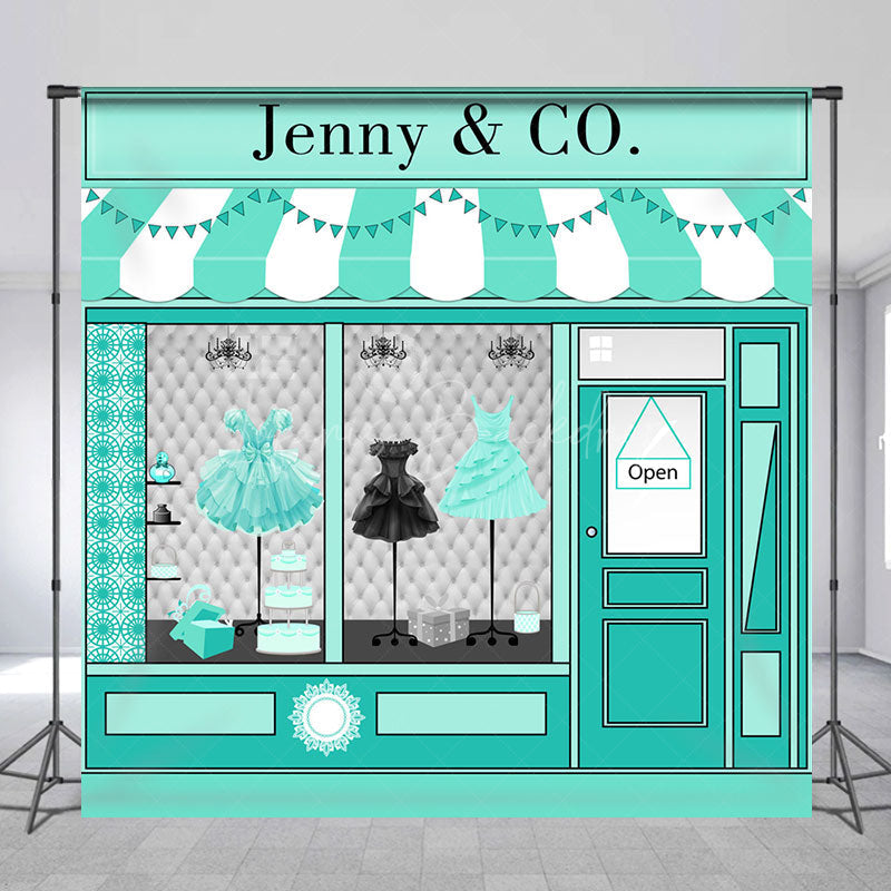 Lofaris Custom Tiffany Blue Dress Store Birthday Backdrop