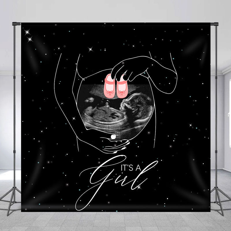 Lofaris Custom Ultrasound Universe Girl Baby Shower Backdrop