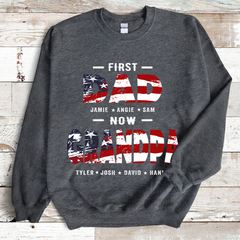 Lofaris Custom USA First Dad Now Papa Kids Names Sweatshirt