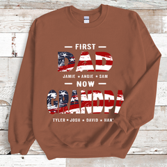 Lofaris Custom USA First Dad Now Papa Kids Names Sweatshirt