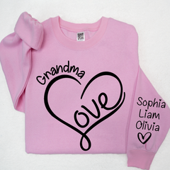 Lofaris Custom Valentine Heart Grandma And Kids Sweatshirt