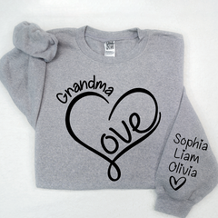 Lofaris Custom Valentine Heart Grandma And Kids Sweatshirt