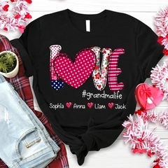 Lofaris Custom Valentines Heart Grandma And Kids T - Shrit