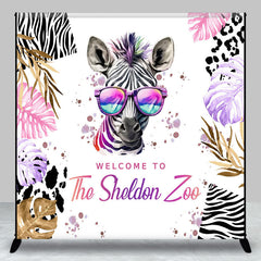 Lofaris Custom Welcome To The Zoo Zebra Birthday Backdrop