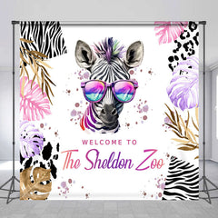 Lofaris Custom Welcome To The Zoo Zebra Birthday Backdrop