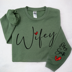 Lofaris Glitter Cute Wifey Sweatshirt Engagement Gift Bridal Shower for Bride Personalized New Wife LTP01