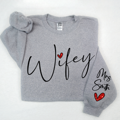 Lofaris Glitter Cute Wifey Sweatshirt Engagement Gift Bridal Shower for Bride Personalized New Wife LTP01