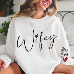 Lofaris Glitter Cute Wifey Sweatshirt Engagement Gift Bridal Shower for Bride Personalized New Wife LTP01