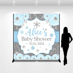 Lofaris Custom Winter Flower Snowflake Baby Shower Backdrop