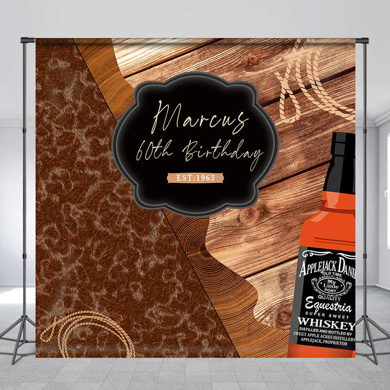 Lofaris Custom Wood Whiskey Party 60th Birthday Backdrop