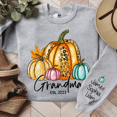 Lofaris Fall Autumn Sweatshirt Grandma Est With Grandkids Gift TH