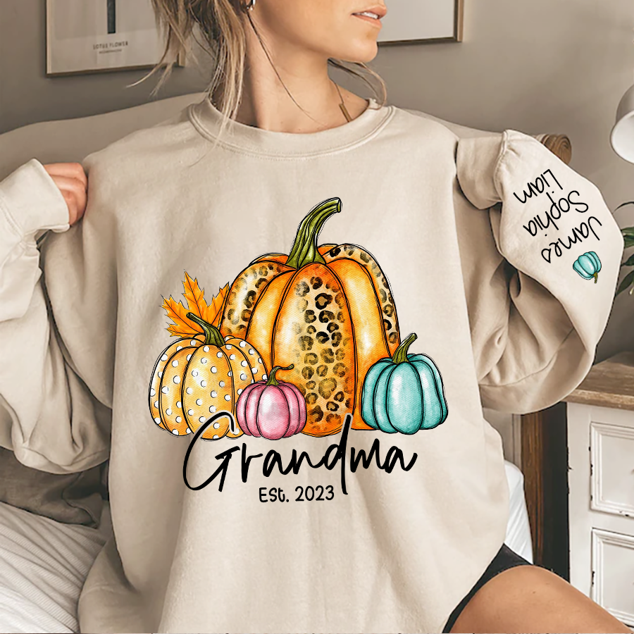 Lofaris Fall Autumn Sweatshirt Grandma Est With Grandkids Gift TH