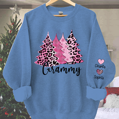 Lofaris Customized Printed Christmas Trees Grandma Shirt Pink Plaid Leopard Cheetah Buffalo Sweatshirt