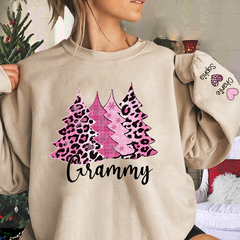 Lofaris Customized Printed Christmas Trees Grandma Shirt Pink Plaid Leopard Cheetah Buffalo Sweatshirt