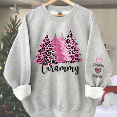 Lofaris Customized Printed Christmas Trees Grandma Shirt Pink Plaid Leopard Cheetah Buffalo Sweatshirt