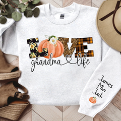 Lofaris Customized Love Grandma Life Fall Pumpkin Sweatshirt