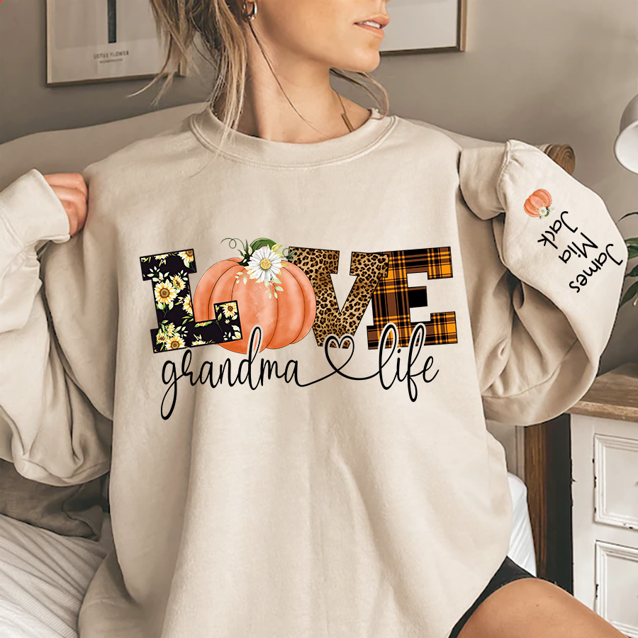 Lofaris Customized Love Grandma Life Fall Pumpkin Sweatshirt