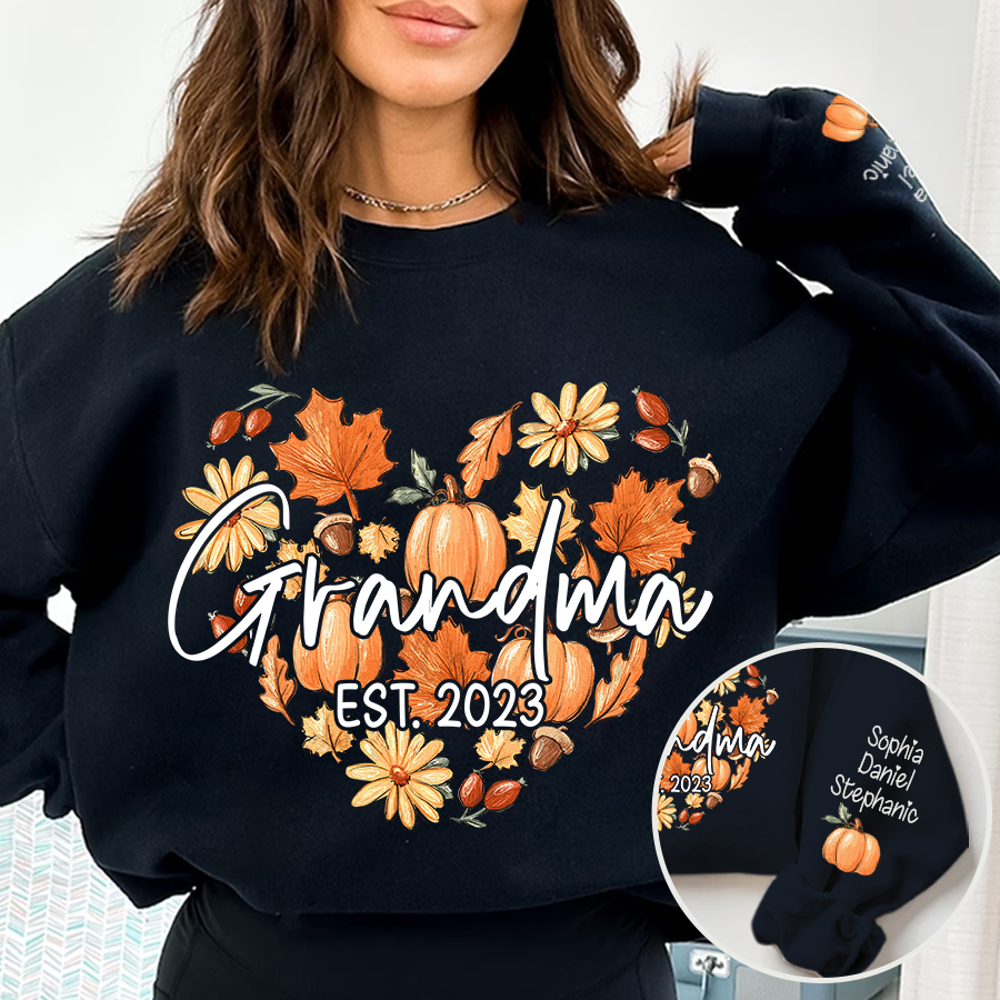 Lofaris Customized Love Pumpkin Grandma Est Year Sweatshirt