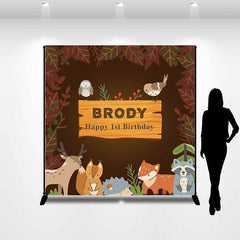 Lofaris Customized Name Brown Animals 1st Birthday Backdrop