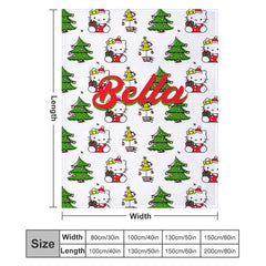 Lofaris Customized Name Christmas Tree Cats Repeat Blanket