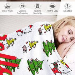 Lofaris Customized Name Christmas Tree Cats Repeat Blanket