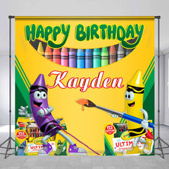 Lofaris Customized Name Colorful Crayon Birthday Backdrop