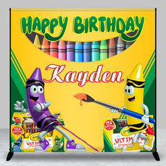 Lofaris Customized Name Colorful Crayon Birthday Backdrop