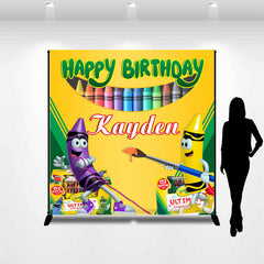 Lofaris Customized Name Colorful Crayon Birthday Backdrop