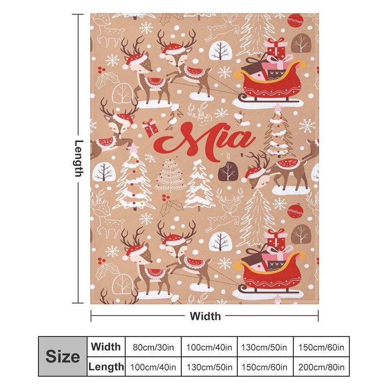 Customized Name Elks Sleigh Tree Christmas Blanket - Lofaris