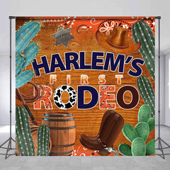 Lofaris Customized Name First Rodeo Cowboy Birthday Backdrop