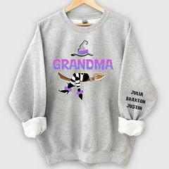 Lofaris Customized Witch Grandma Halloween Sweatshirt with Grandkids Names CL12