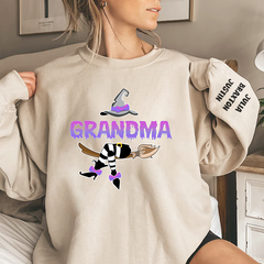 Lofaris Customized Witch Grandma Halloween Sweatshirt with Grandkids Names CL12