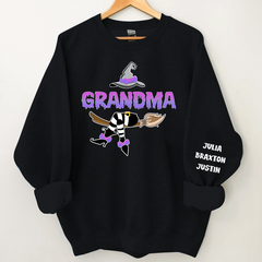 Lofaris Customized Witch Grandma Halloween Sweatshirt with Grandkids Names CL12