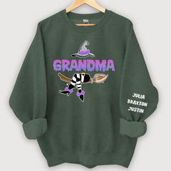 Lofaris Customized Witch Grandma Halloween Sweatshirt with Grandkids Names CL12