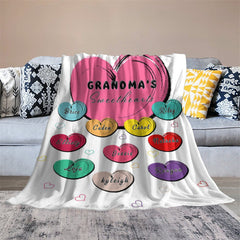 Lofaris Customized Name Heart Patterns Warm Family Blanket