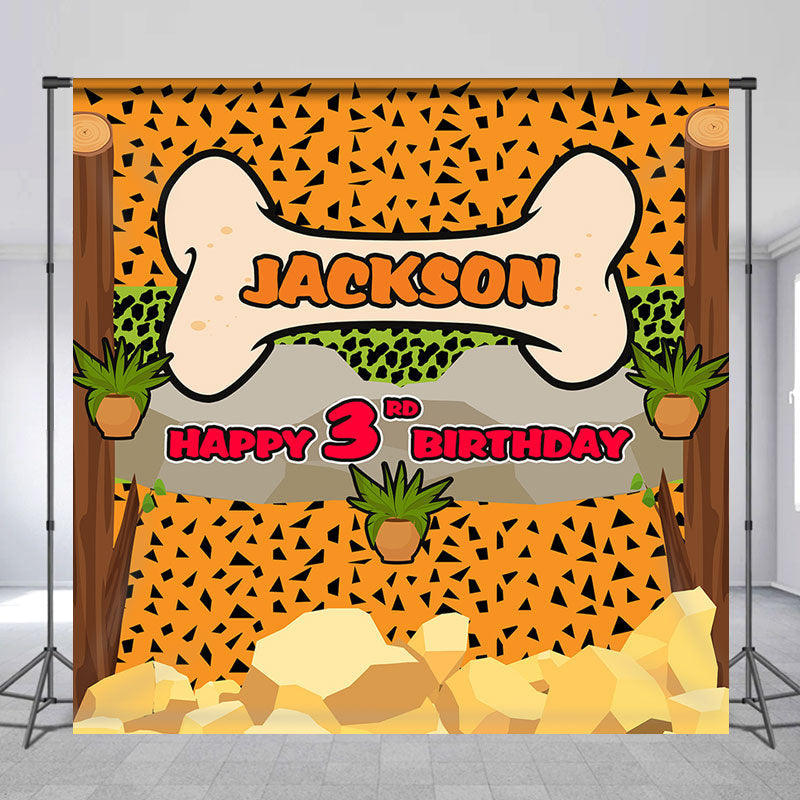 Lofaris Customized Name Leopard Print 3rd Birthday Backdrop