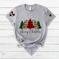 Lofaris Customized Name Merry Christmas Tree Gift T-Shirt