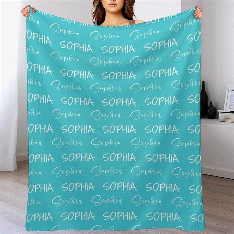 Lofaris Customized Name Multiple Fonts Blue Soft Blanket