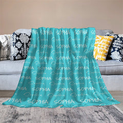 Lofaris Customized Name Multiple Fonts Blue Soft Blanket