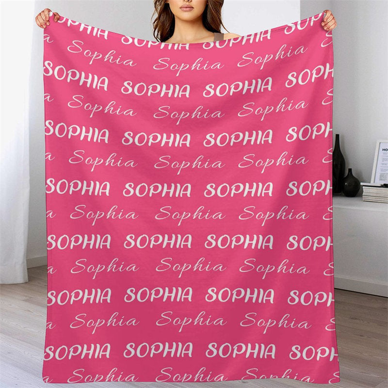 Lofaris Customized Name Multiple Fonts Pink Soft Blanket