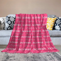 Lofaris Customized Name Multiple Fonts Pink Soft Blanket