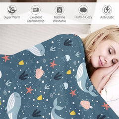 Lofaris Customized Name Ocean Fish And Whales Warm Blanket