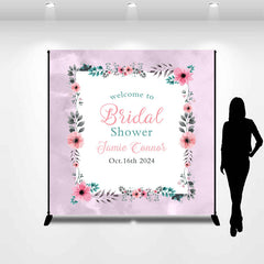 Lofaris Personalized Name Pink Floral Baby Shower Backdrop