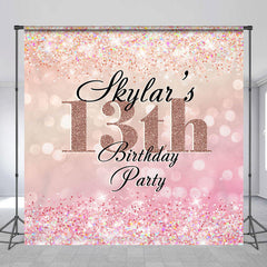 Lofaris Customized Name Pink Glitter 13th Birthday Backdrop